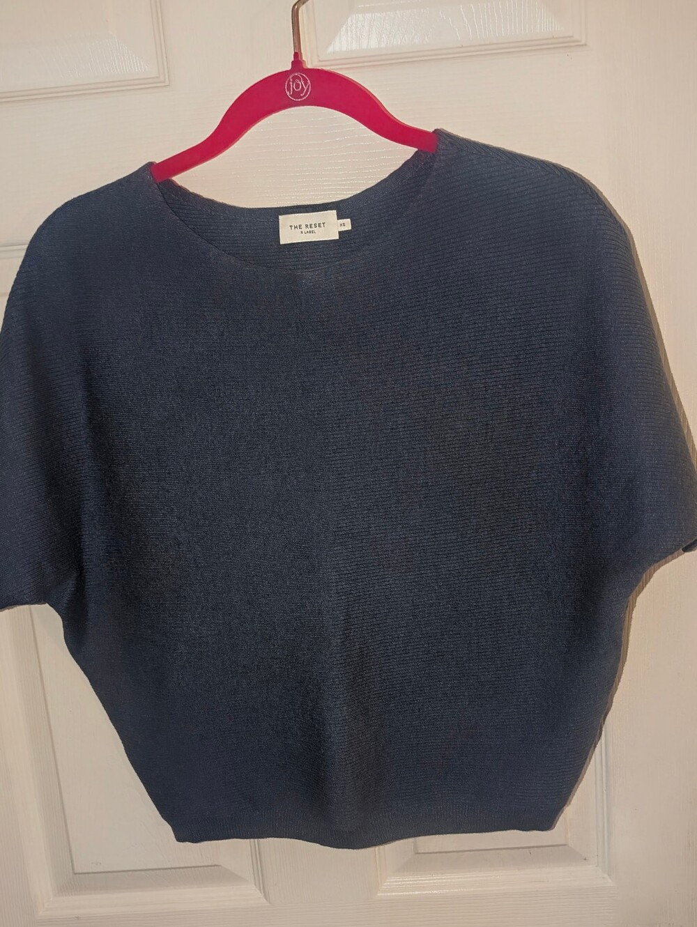 The Reset Women's Dark Gray Ribbed Linen Blend Dolman Sleeve Sweater